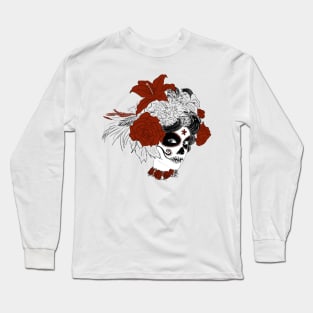 Día de los Muertos Skull Face Long Sleeve T-Shirt